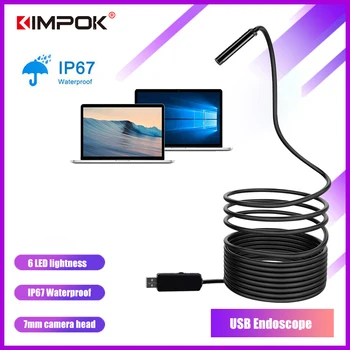 

KIMPOK 6LED 2/5M 5.5mm Lens Endoscope Waterproof IP67 Inspection Borescope for Android PC USB Cable Endoscope