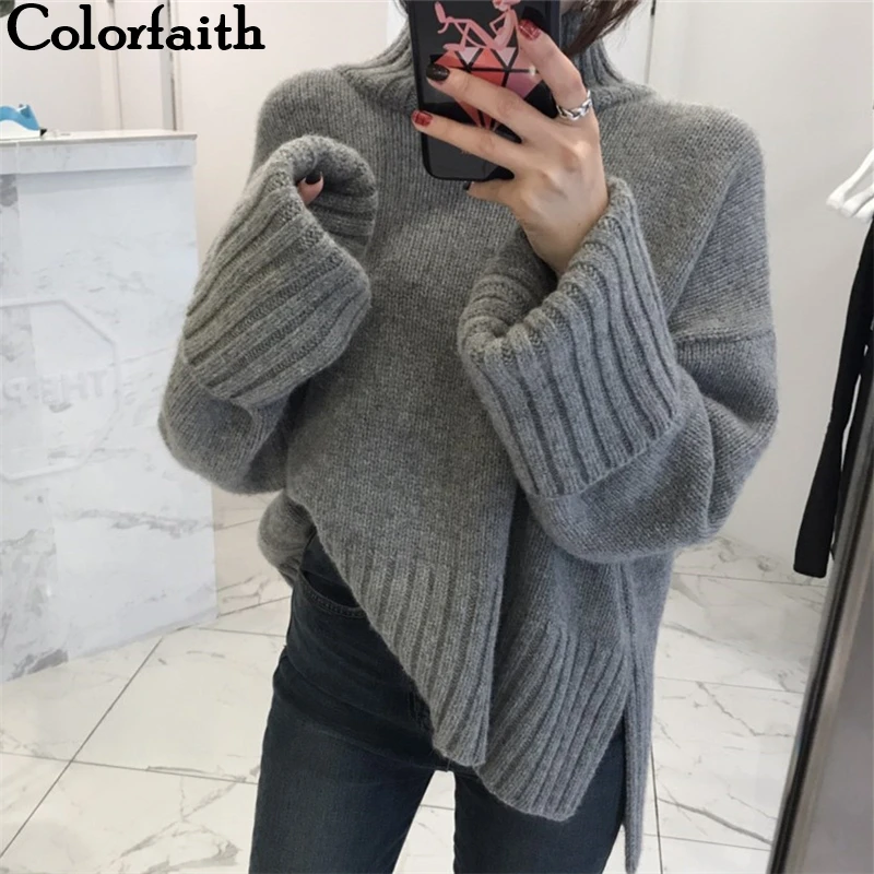 Colorfaith 2019 новинка осень зима женские свитера пуловеры минималистичный Водолазка