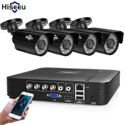 Hiseeu камеры для домашней системы безопасности Системы видеонаблюдения комплект видеонаблюдения 4CH 720 P 4 шт наружный AHD безопасности Камера