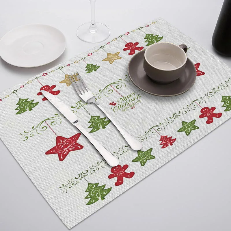 Fuwatacchi, Рождественский Декор, посуда, прочный обеденный стол, столовые приборы, вечерние аксессуары для кухни, чаша, подстаканники, подставки для напитков - Цвет: 178