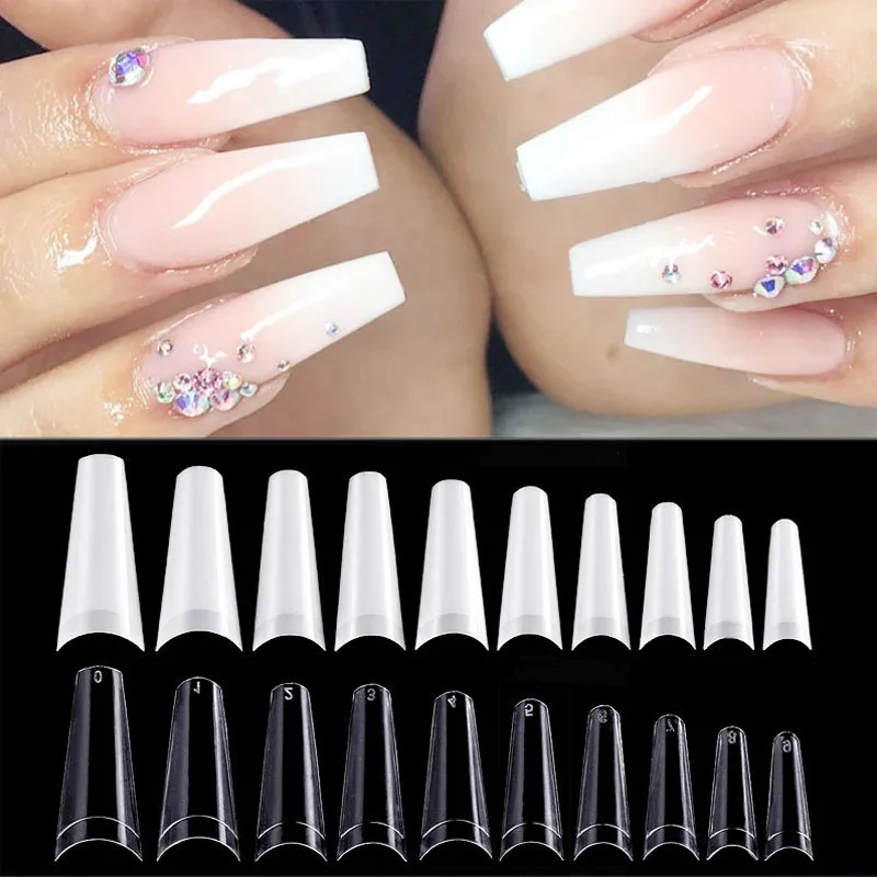 500pcs White Clear Fake Nails Flat Shape Half Cover Acrylic Coffin Artificial French False Nail Art Tips Uv Gel Manicure Buy At The Price Of 1 72 In Aliexpress Com Imall Com