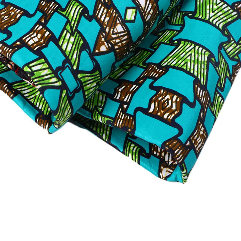 Newest Fashion African Cotton Print Green Fabric Veritable Ankara Real Dutch Wax