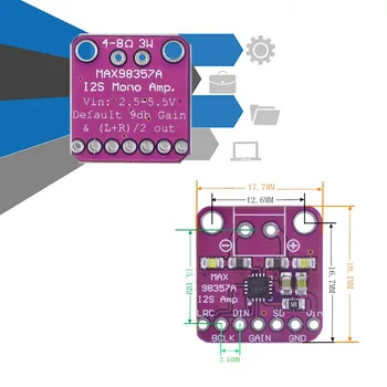 

MAX98357 I2S Audio Amplifier Module Compact Lightweight Filterless Breakout Interface Sound Board Class D For Raspberry Pi Esp32