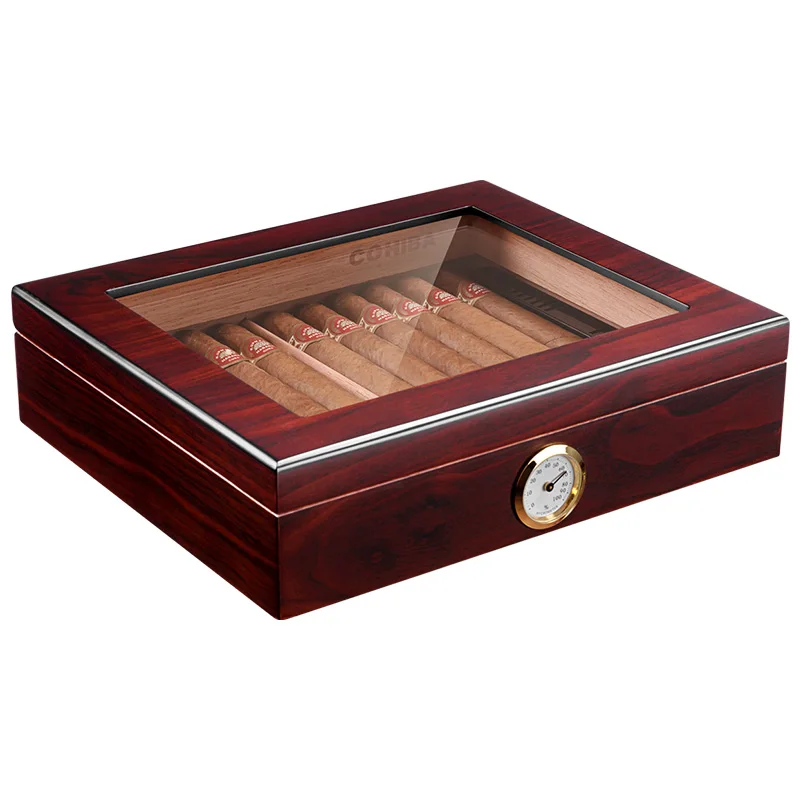 Лаванда COHIBA Портативный коробка для сигар с Стекло Топ оптовый сигарный хьюмидор Cedar Wood CA-0121 - Цвет: Лаванда