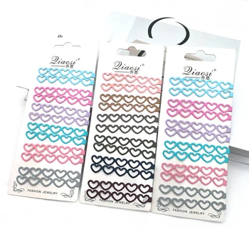 

Women Girl Candy Color Hair Clips Retro Net Red Love Hollow Geometric Alloy Paint Side Clip Barrette Headwear Hair Styling Tool