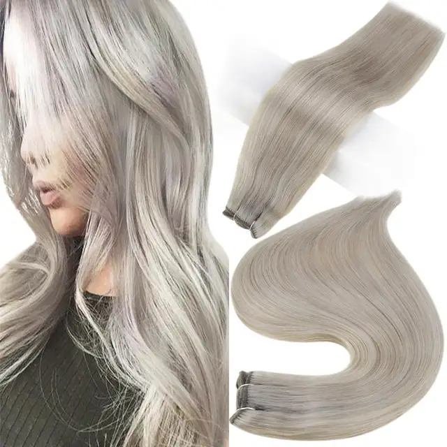 Full Shine Human Hair Weft Extensions Hair Bundles Ombre Blonde Color 100g Sew In Silky Straight Remy Skin Double Weft For Salon 19p60