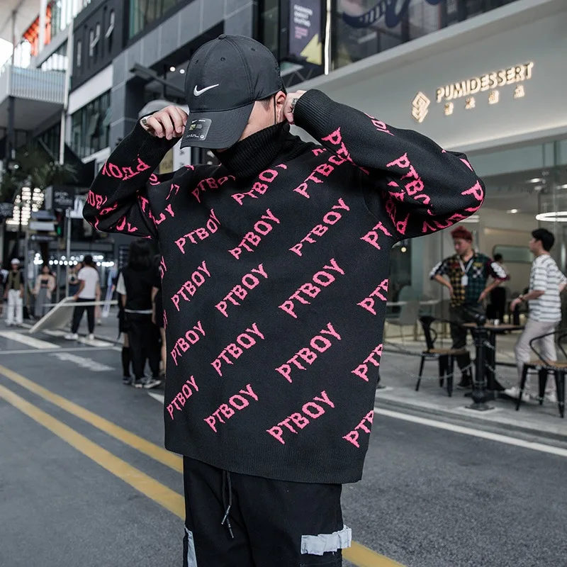 Harajuku с буквенным принтом, вязаный пуловер, свитера для мужчин, хип-хоп, пэчворк, уличная,, мужской модный свитер с круглым вырезом, топы