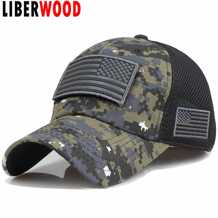 LIBERWOOD камуфляж построенный Дальнобойщик специальный тактический операторский силы США флаг бейсболка с заплатой сетчатая шапка с петлей патч