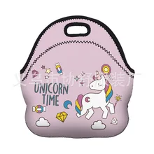 Поперечная граница Горячая неопреновый мешок для завтрака высокой четкости Печатный Радуга Единорог шаблон Ланч-бокс сумка Bento коробка сумка