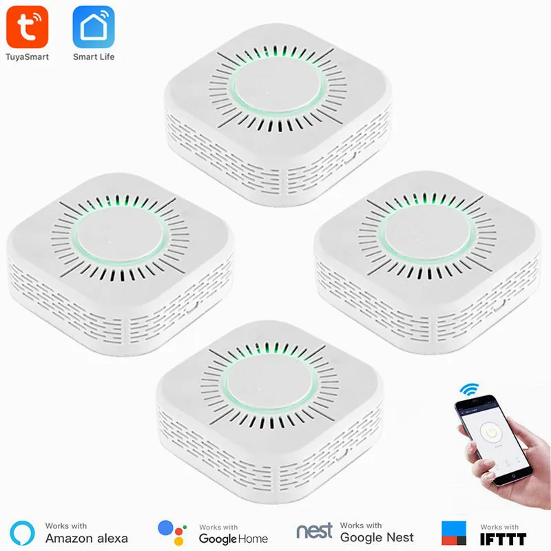 Tuya WiFi Smoke Alarm Fire Protection Detector Smokehouse Combination Home Security System Work With App | Безопасность и защита