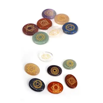7Pcs Chakra Stones Reiki Healing Crystal With Engraved Chakra Symbols Holistic Balancing Polished Palm Natural Stone Making Tool
7Pcs Chakra Stones Reiki Healing Crystal With Engraved Chakra Symbols Holistic Balancing Polished Palm Natural Stone Making Tool