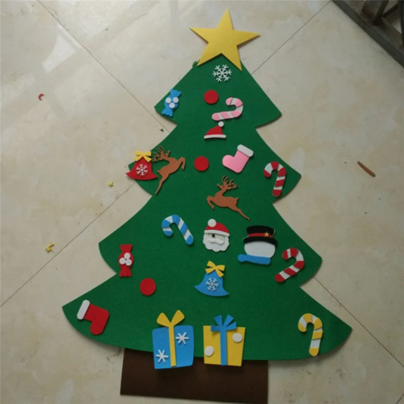 

Creative DIY Felt Christmas Tree Decorations Set Kids Gifts New Year's Door Wall Hanging Ornaments Xmas Tree Snowman Santa Claus
