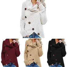 Разные цвета, Женский вязаный джемпер, женский свитер, женский осенний зимний свитер с высоким воротом, толстый теплый вязаный пуловер