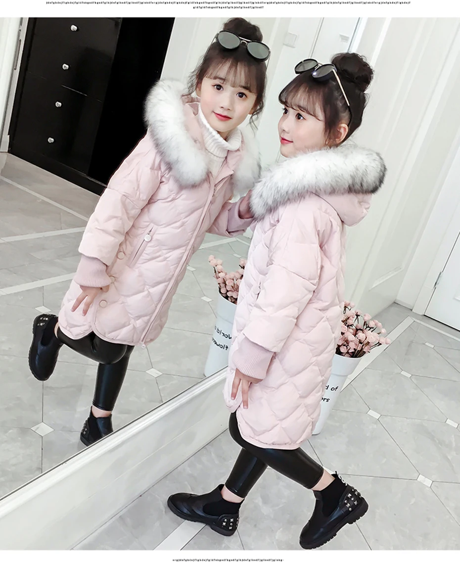 Girls Coat Fashion Irregular Coat For Girls Hooded Fur Collar Girls Down Jackets Winter Thick Warm Children's Clothes For Girls