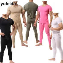 Мужские леггинсы, нижнее белье, футболки с коротким рукавом, топы, бодибилдинг, тренажерный зал, одежда для фитнеса, длинные штаны, штаны для сна, мужские кальсоны