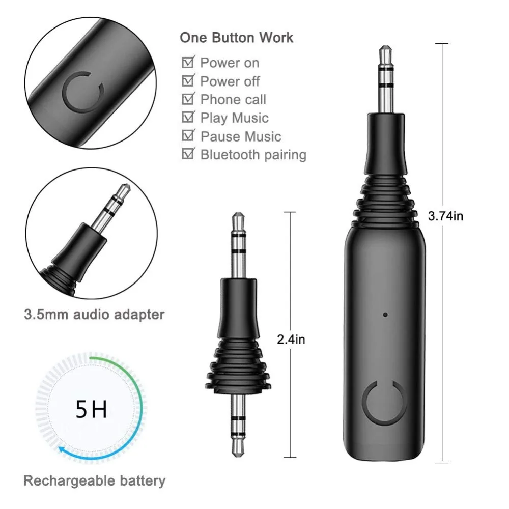 JINSERTA Bluetooth 5,0 Dongle APTX LL 3,5 мм AUX Jack RCA музыкальный адаптер Bluetooth Handsfree Вызов беспроводной в автомобиле аудио приемник