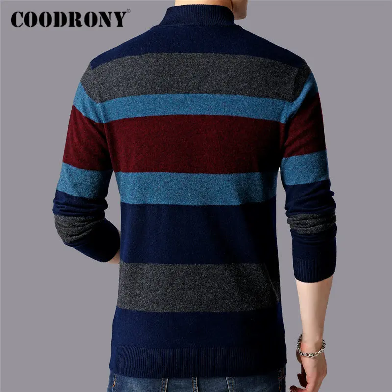 COODRONY Brand Sweater Men Thick Warm Winter Zipper Turtleneck Sweaters 100% Merino Wool Pullover Men Cashmere Pull Homme 93033