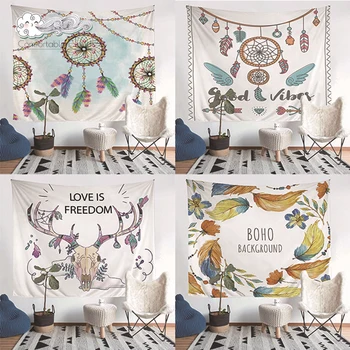 

Bohemian Tapestry Sweet Unicorn Wall Hanging Dreamy Feather Decorative Tapestry Modern Home Boho Decor Travel Sleeping Pad