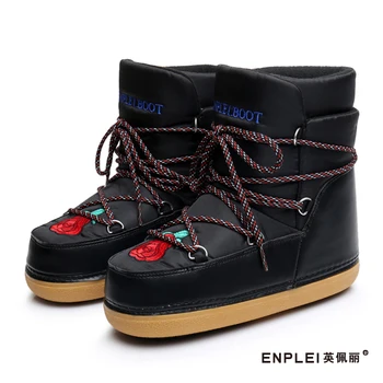 

Genuine Leather Children Snow Boots 2019 Winter Girls Boot Sequins Cotton Shoes Kid's Boat Plus Velvet Baby Warm Cotton Boots