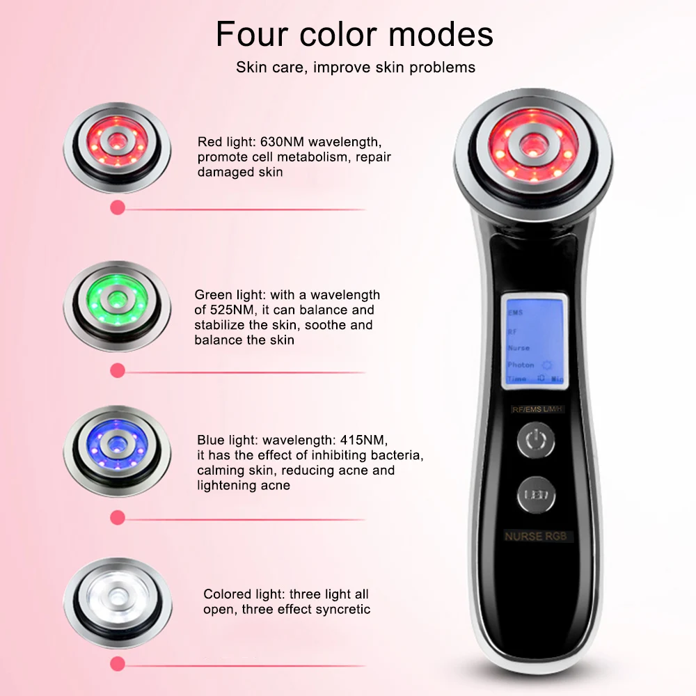 

Face Skin Electrical Muscle Stimulation Radio Frequency Facial LED Photon Skin Care Device Face Lifting Tighten Tool