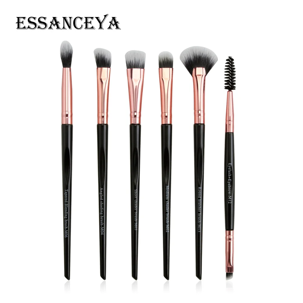 ESSANCEYA 3/5/6 шт, профессиональный набор кистей для макияжа для смешивания теней для век кисти растушевка теней для бровей, кисть для косметической кисти для макияжа инструменты - Handle Color: 6pcs-black