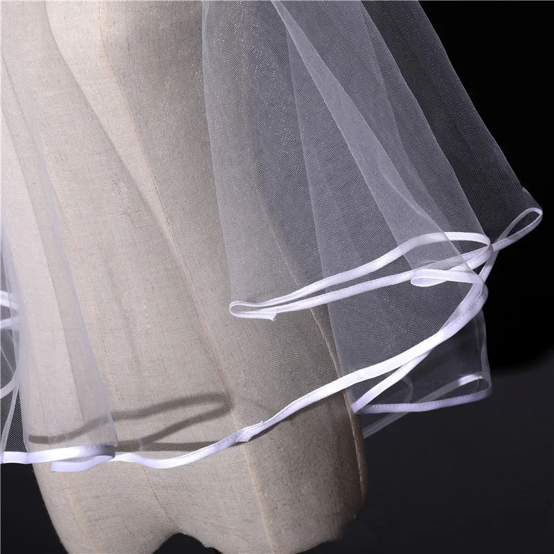 Тюль белый короткий цвет слоновой кости Вуаль свадебная фата невесты Дешевые 1
