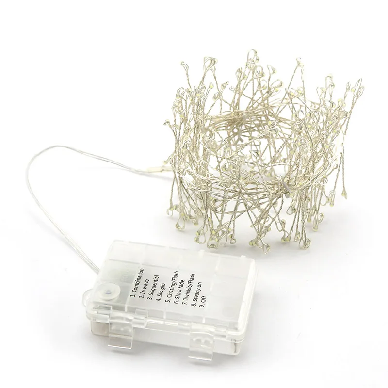 LED Firecracker String Light 2M 200 Bulbs Remote Control 8 Model Fairy Lights Christmas New Year Wedding Party Decoration Lamp (33)