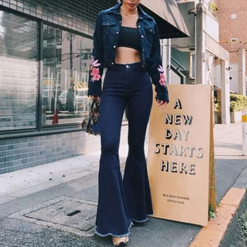 

NIBESSER 2019 Women Vintage High Waist Flare Jeans Autumn Boyfriend Jeans For Women Plus Size Wide Leg Jeans Skinny Pants Woman
