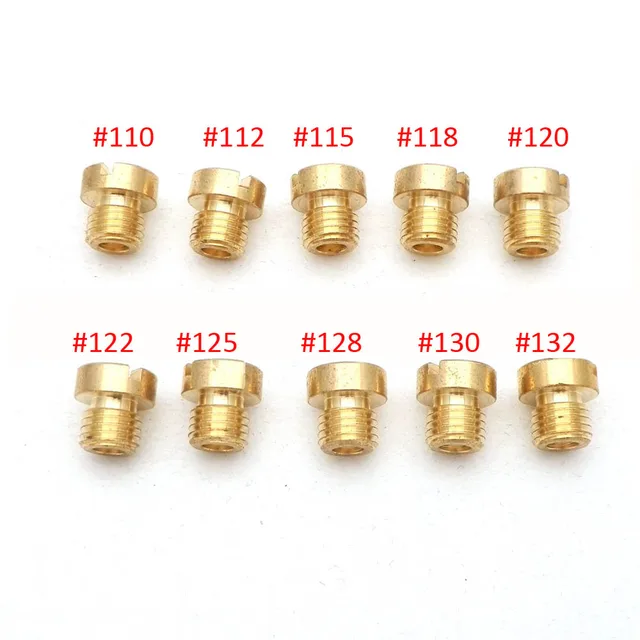 Pack of 10pcs Carburetor Main Jet M6 M5 6mm 5mm Thread for DellOrto BGM Motoforce Carburetor Injector Nozzle Size 50-200 110-132 (M6)