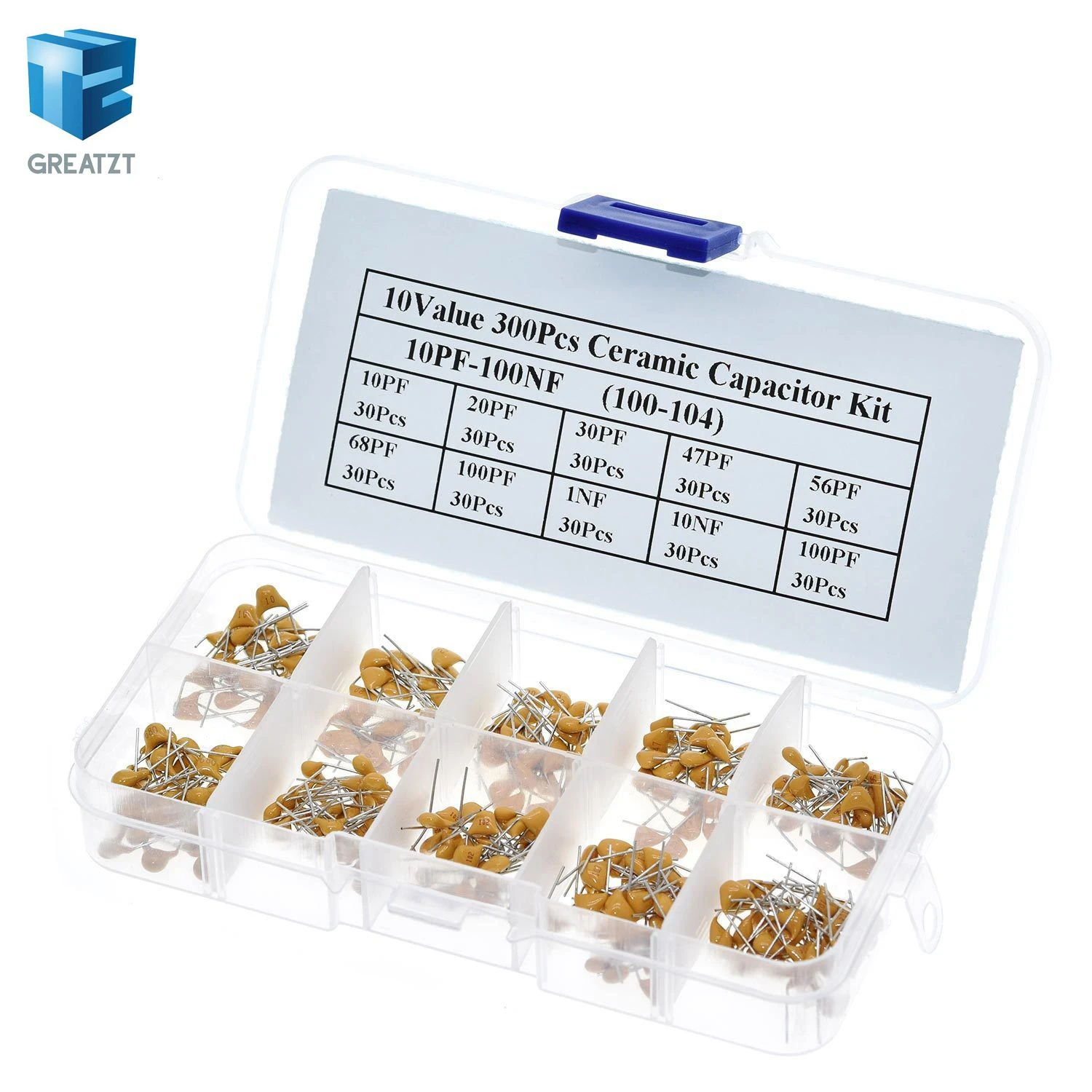 10Value* 30 шт. 10pf~ 10nF с алюминиевой крышкой, 50В 10pF 20pF 30pF 47pF 56pF 68pF 100pF 1nF 10nF 100nF монолитный Многослойные Керамика конденсатор с алюминиевой крышкой, ящик для инструментов
