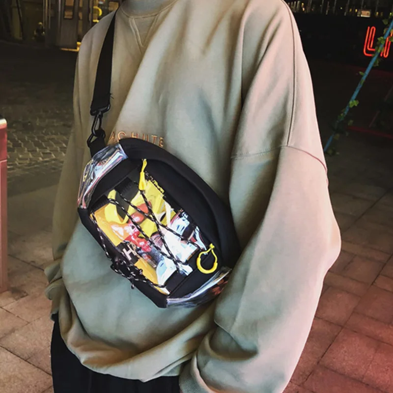 Harajuku стиль Холщовая Сумка на плечо Студенческая парусиновая сумка через плечо диагональная посылка прозрачная сумка