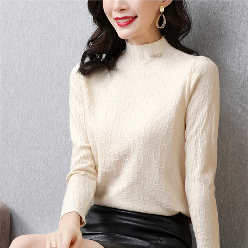 

Korean Sweater Women Knitted Sweaters Women Long Sleeve Turtleneck Sweater Woman Knit Pullovers Woman Basic Sweaters Plus Size