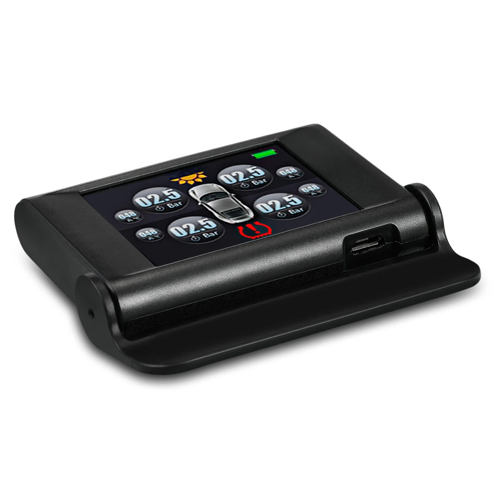 S2 Солнечная TPMS usb зарядка в реальном времени-прибор для определения времени цифровой 2,4-дюймовый экран с 4 датчиками IP67 0-99 psi система контроля давления в шинах