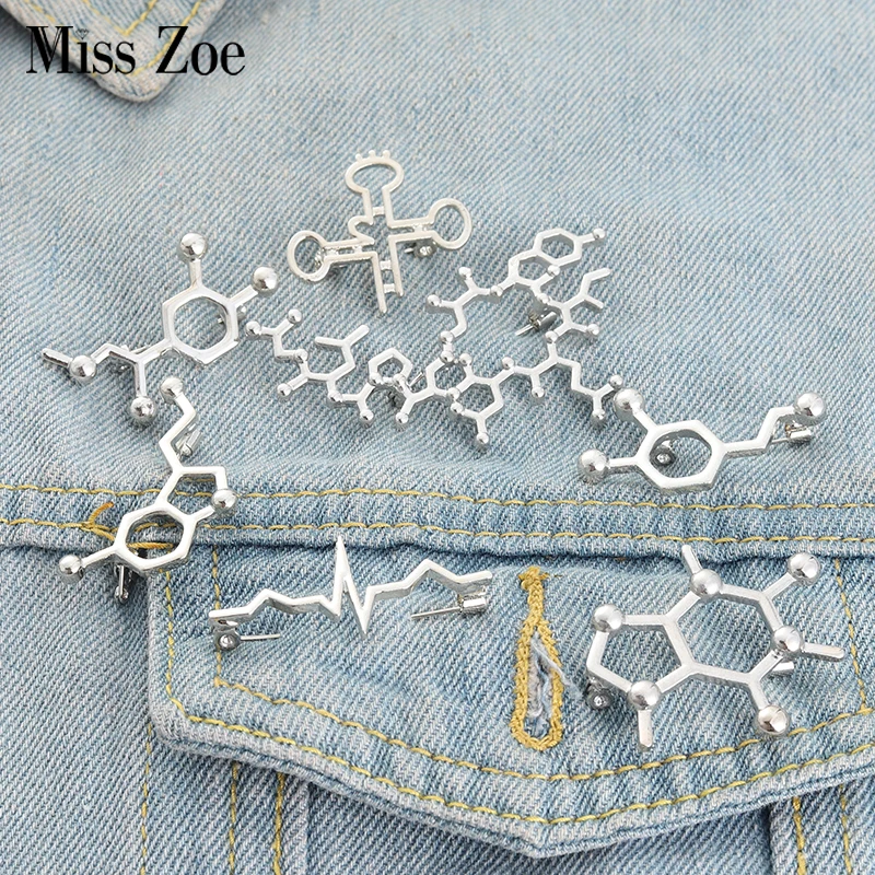 Material Chemical Structure Enamel Pins Organic Chemistry Bag Brooch Lapel Badge Jewelry Gift for Students Friends | Украшения и