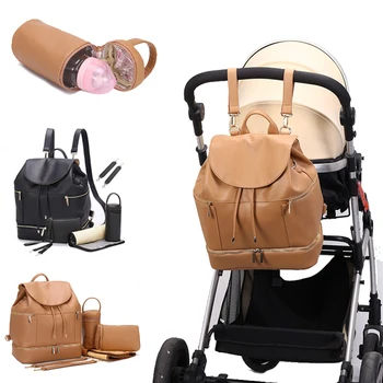 

Fashion PU Mummy Backpack Maternity Nappy Bag Travel Backpack Multi-function Waterproof Outdoor Diaper Bags Stroller Organize