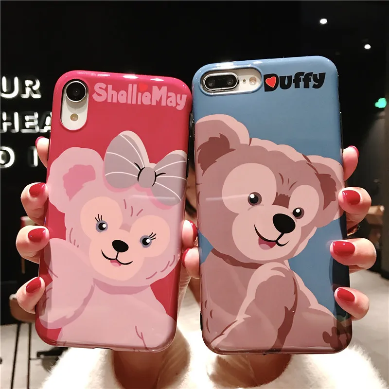 Милый мультяшный аниме розовый медведь чехол для телефона для iPhone 11 pro 6 6S 7 8 Plus XS MAX XR пара Матовая Мягкая IMD задняя крышка Fundas Capa