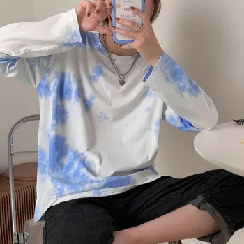 

autumn korean style women loose tops 2020 print long Sleeve t-shirt Womens Tees shirt femme (F4053)