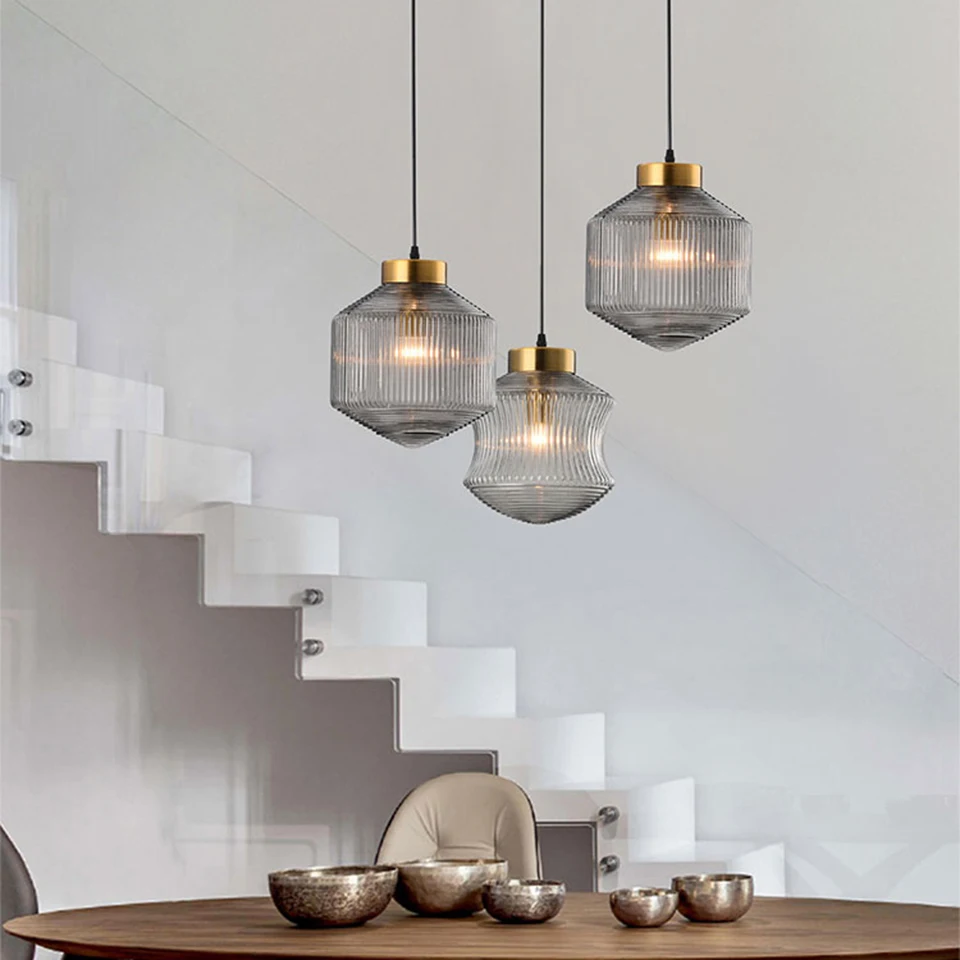 Modern LED Glass Pendant Lights Lighting Nordic Industrial Wind Cafe Loft Living Room Lamp Bedroom Bedside Decor Light Fixtures