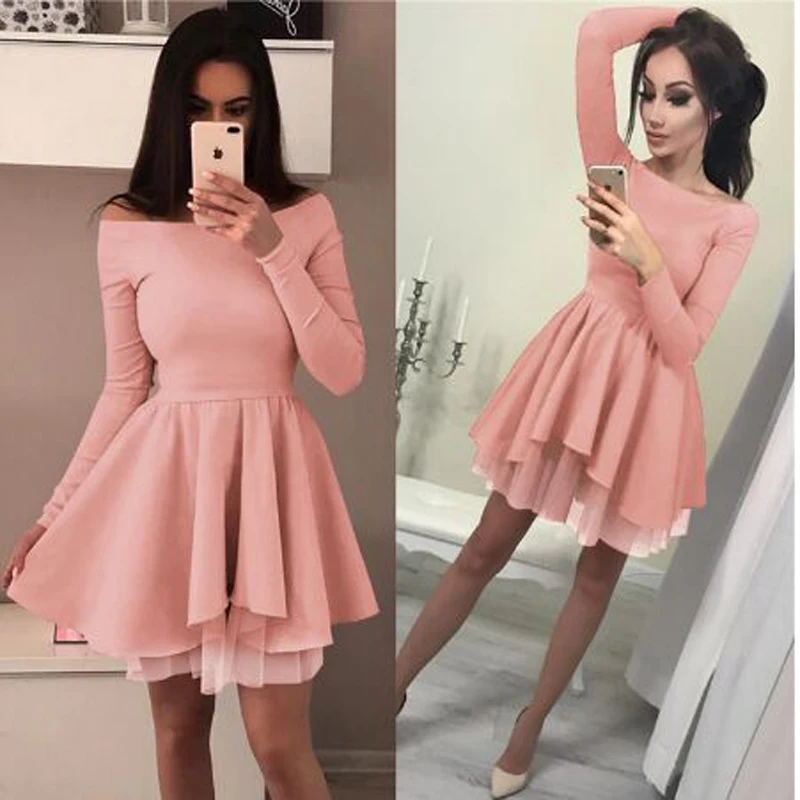 Same as image Винтажное кружевное коктейльное платье трапециевидной формы с длинным рукавом и круглым вырезом выше колена, вечерние мини-платья - Цвет: Same as image