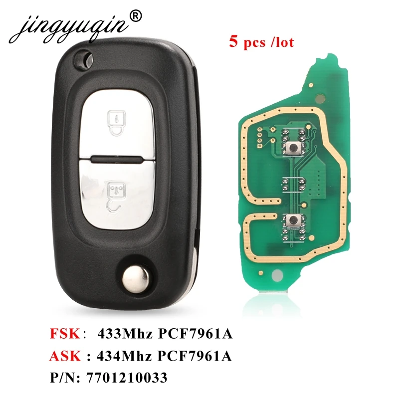 5 шт. ASK/FSK 2 BTN 433 МГц PCF7961A ID46 дистанционный ключ для Renault Clio III 3 Kangoo Master Modus Twingo 7701210033 |