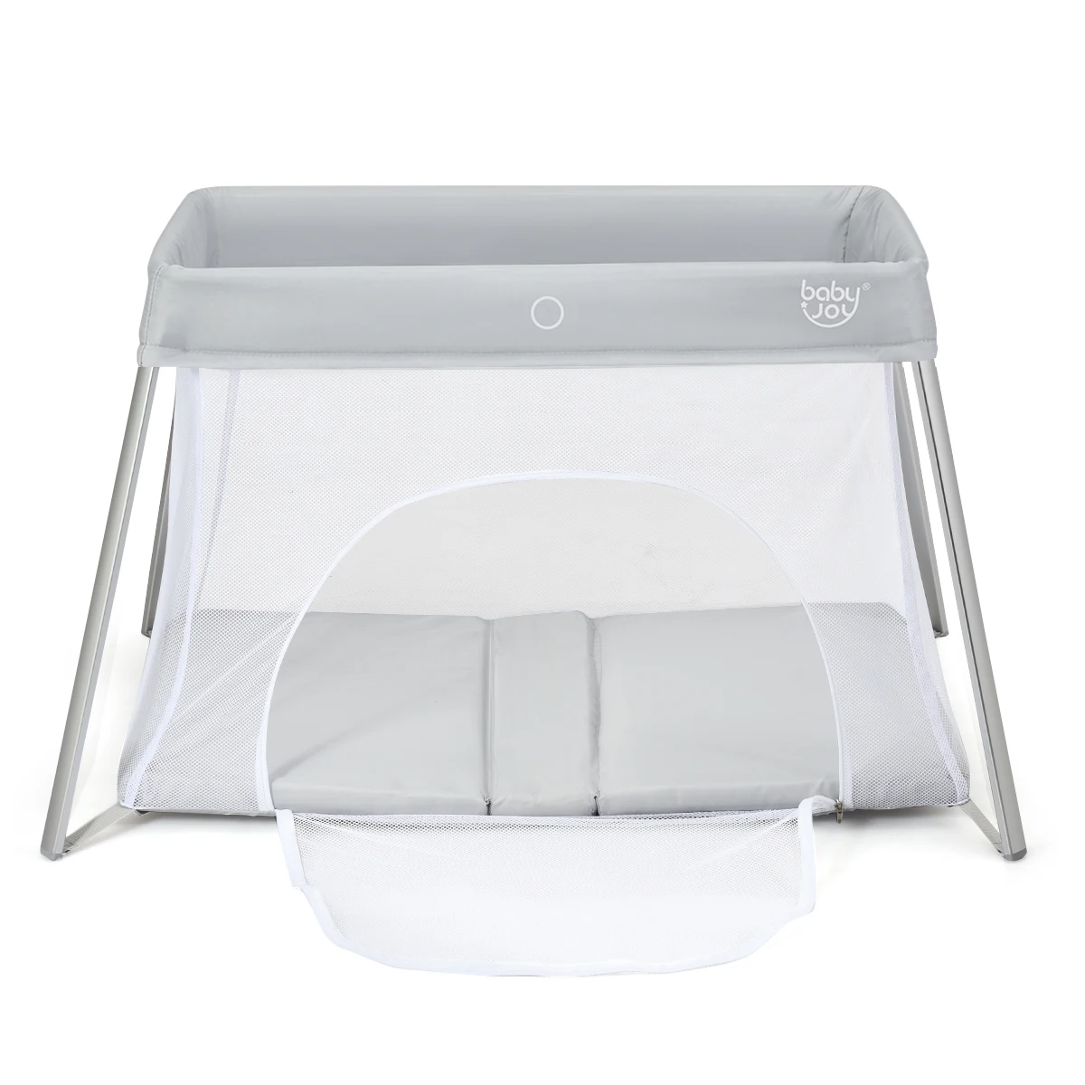 

Foldable Baby Playpen Infant Lightweight Crib Mesh with Carry Bag Home Gray