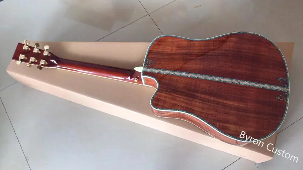 Профессиональная модная обновленная гитара с разрезом D style Koa, акустическая гитара из дерева, 41 дюймов, настоящая эбеновая Накладка на гриф