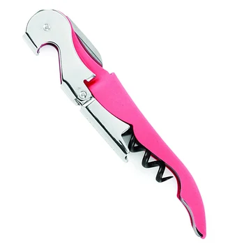 

New Soft Touch Double Hinged Corkscrew Wine Opener,Pink
