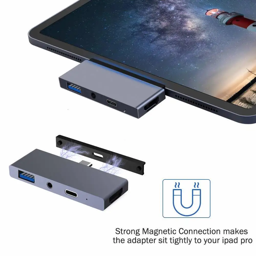 USB C концентратор для Ipad Pro адаптер ключ с 4k HDMI USB-C Pd 60 Вт Зарядное устройство USB 3,0 3,5 мм аудио разъем для наушников док-станция