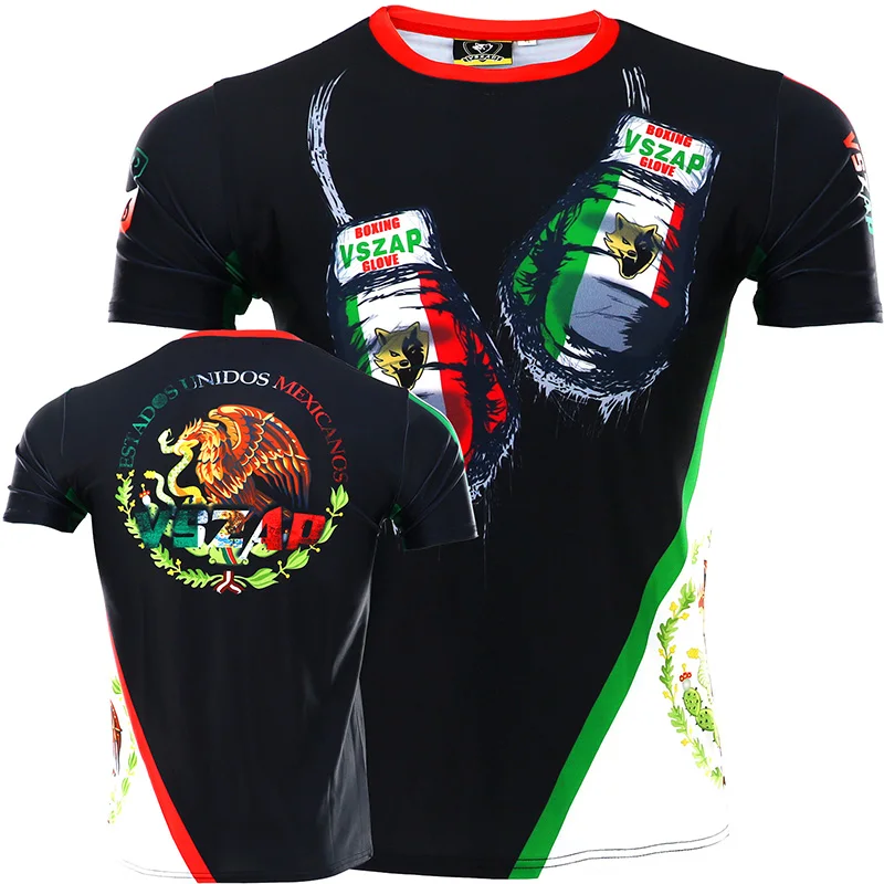 

VSZAP MMA Mexico Camouflage Fitness Breathable Skinny Boxing Jerseys Tiger Muay Thai Jiu Jitsu T Shirt Mma Rashguard Boxing