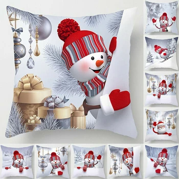 

Snowman Christmas Cushion Cover Merry Christmas Decorations for Home 2020 Christmas Sofa Decor Navidad Xmas Gifts New Year 2021
