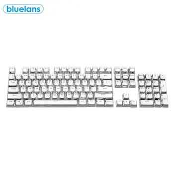 

104 Pcs Of Abs Fashion Backlit Electroplating Process Keycaps Solid Color Metal Texture Light Transmission Replacement Keycaps