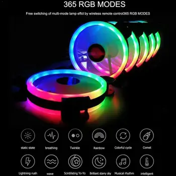 

RGB LED Quiet Computer Case PC Cooling Fan 120mm Remote Control E4D7