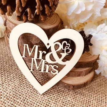 

10pcs Cute Heart Shape Wood Bookmarks Wedding Party Mr&Mrs Laser Cut Wood Gift Tag Decoration Packaging Hang Tags with String