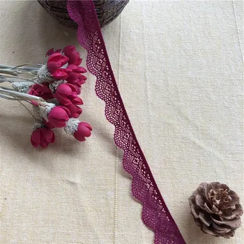 

S2329 2.5cm Deep rose red stretch elastic lace ribbon african lace fabric light skin lace trim for sewing clothing underwe
